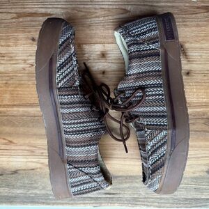 Sand & Stone Men’s 7.5M Brown Woven Stripe Lace Up Casual Comfort Shoes Nash